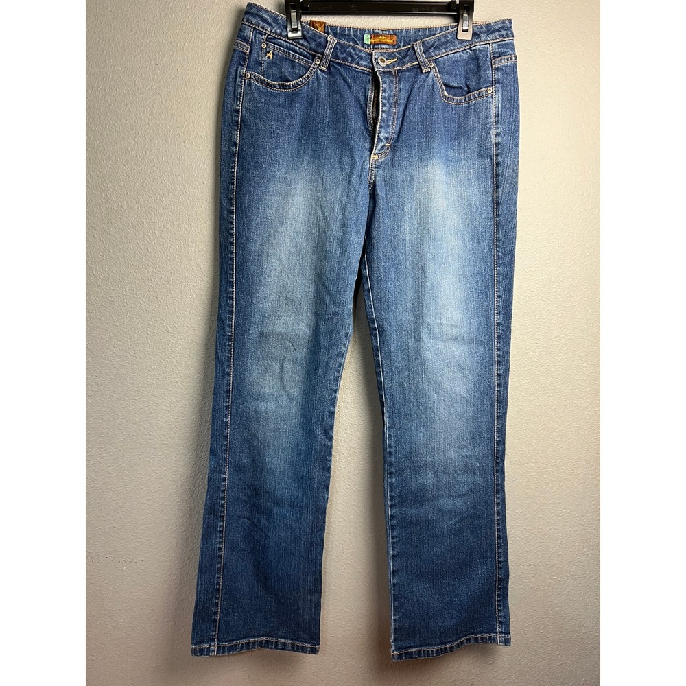 Wrangler Aura Women Blue Straight Leg Jeans Short Rise Medium Wash 14P/TAL